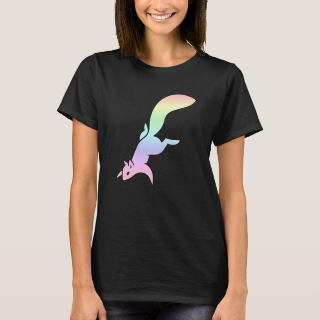 T-shirt Pastel Rainbow Squirrel Silhouette (Devant)