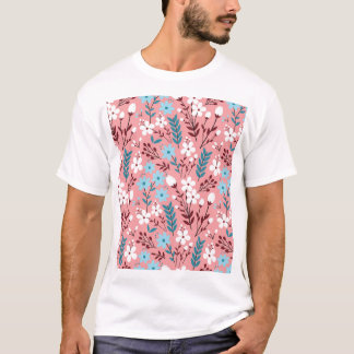 T-shirt Pastel Rose Floral Motif sans Seamless.