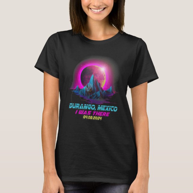 T-shirt Pastel Vaporwave Total Solar Eclipse 2024 Durango  (Devant)