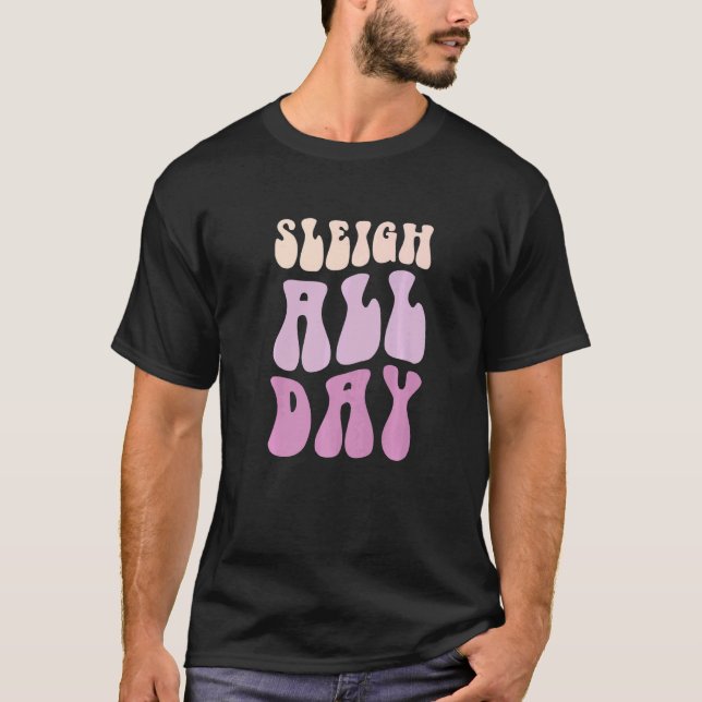 T-shirt Pastel Winter Christmas Sleigh All Day  2 (Devant)