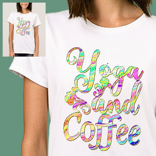 T-shirt Pastel Yoga et Café marbré sur blanc