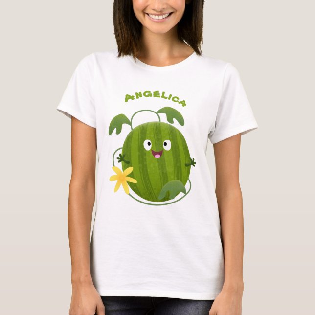 T-shirt Pastèque de dessin animé souriante et mignonne (Devant)