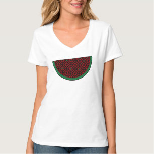 T-shirt Pastèque de Palestine Broderie tatreez rouge