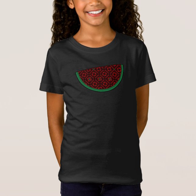 T-Shirt Pastèque de Palestine Broderie tatreez rouge (Devant)