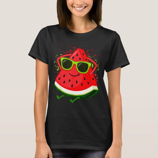 T-shirt Pastèque Melon d'été avec Lunettes de soleil Drôle (Devant)