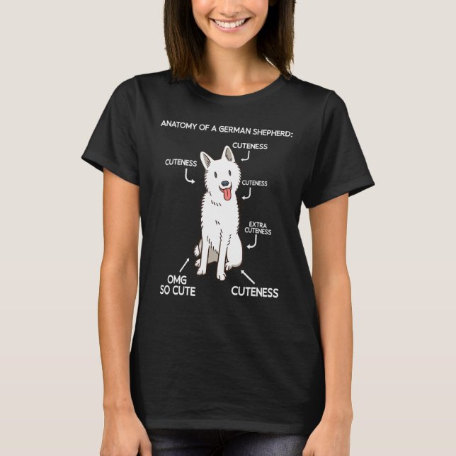 T-shirt Pasteur allemand anatomie blanc mignon (Devant)
