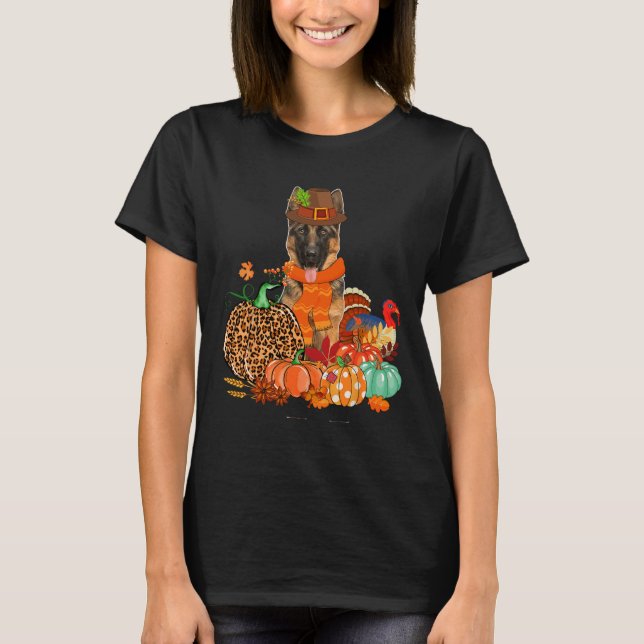 T-shirt Pasteur Allemand De Thanksgiving Avec La Poussette (Devant)