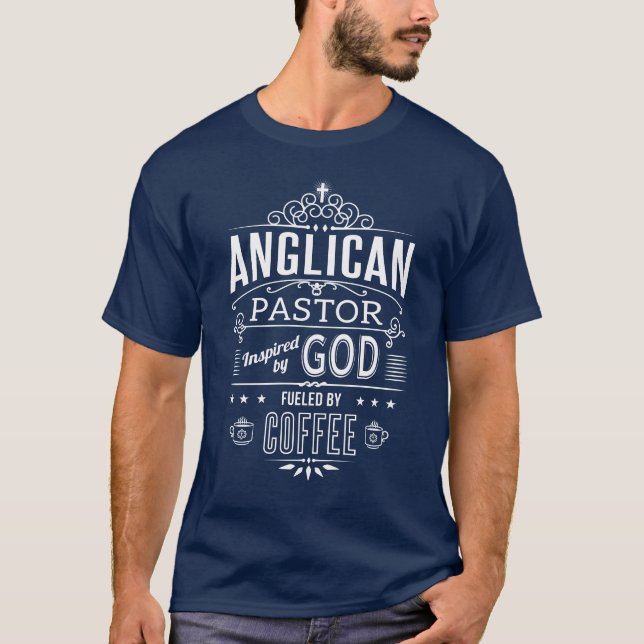 T-shirt Pasteur anglican inspiré par Dieu et le café (Devant)