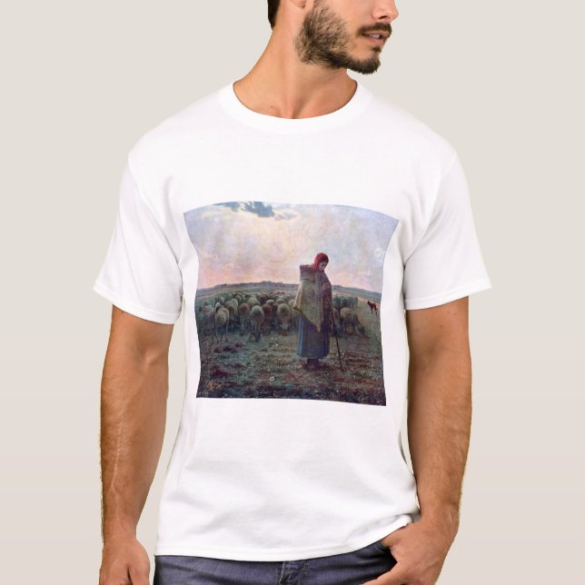 T-shirt Pasteur avec son troupeau, Jean-François Millet (Devant)