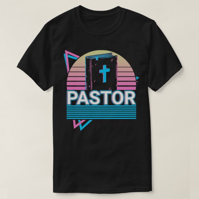 T-shirt Pastor Christian Church Pracher Retro Cadeau (Design devant)