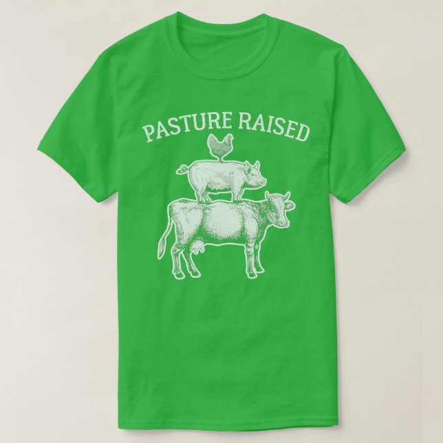 T-shirt Pasture Raised Eggs Chicken Pork Organic Beef Cow  (Design devant)
