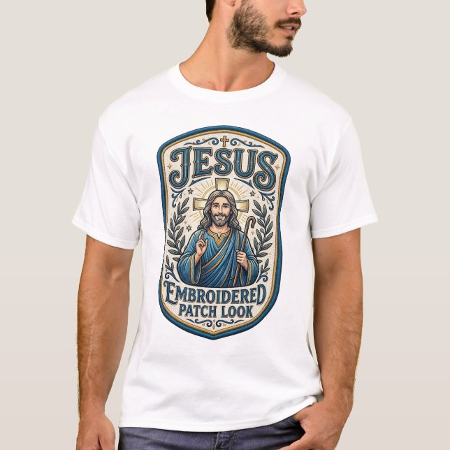 T-shirt Patch brodé Jésus Regardez Patch brodé Jésus (Devant)