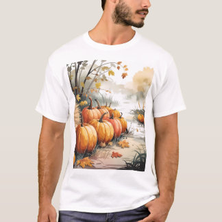T-shirt Patch Citrouille Automne - Une Scène D'Automne Ser