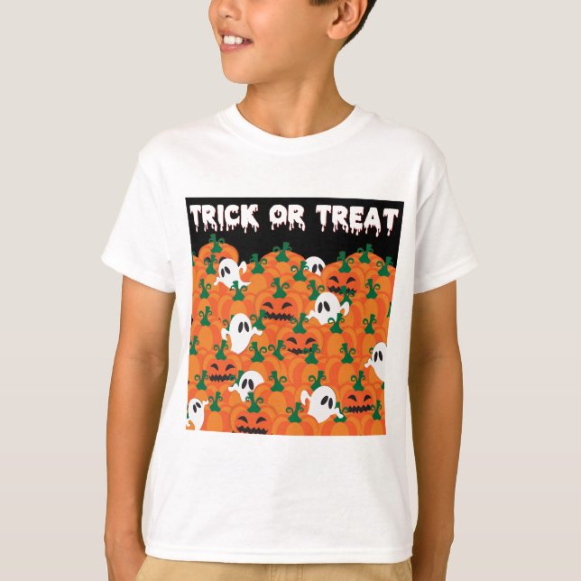T-shirt Patch Citrouille Haunted Halloween Ghosts (Devant)