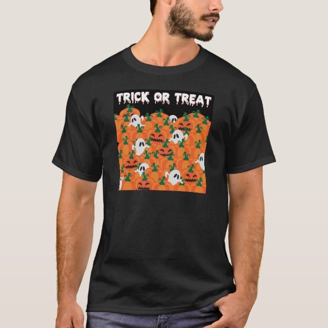 T-shirt Patch Citrouille Haunted Halloween Ghosts (Devant)