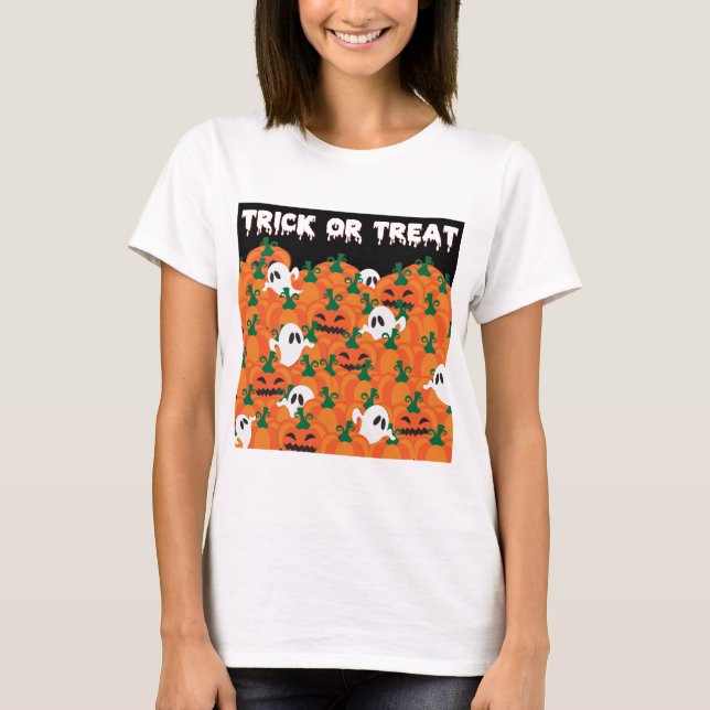 T-shirt Patch Citrouille Haunted Halloween Ghosts (Devant)