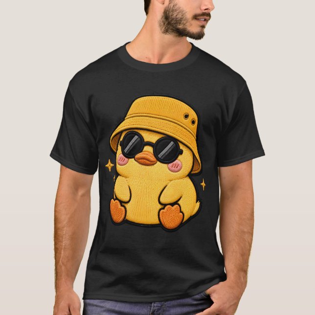 T-shirt Patch de broderie de caneton mignon kawaii (Devant)