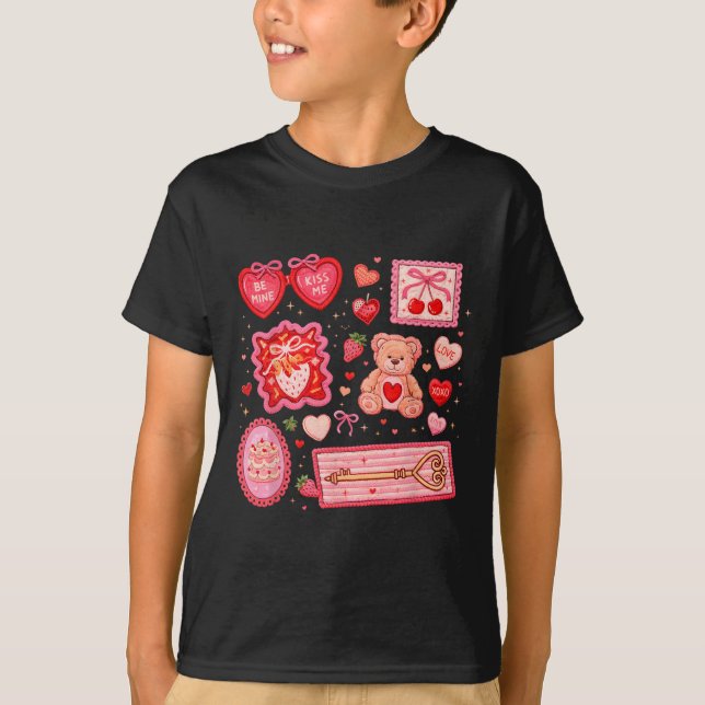 T-shirt Patch de la Saint-Valentin mignon avec des coeurs  (Devant)