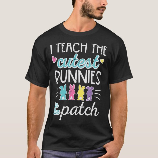 T-shirt Patch de Pâques J'enseigne les lapins les plus mig (Devant)