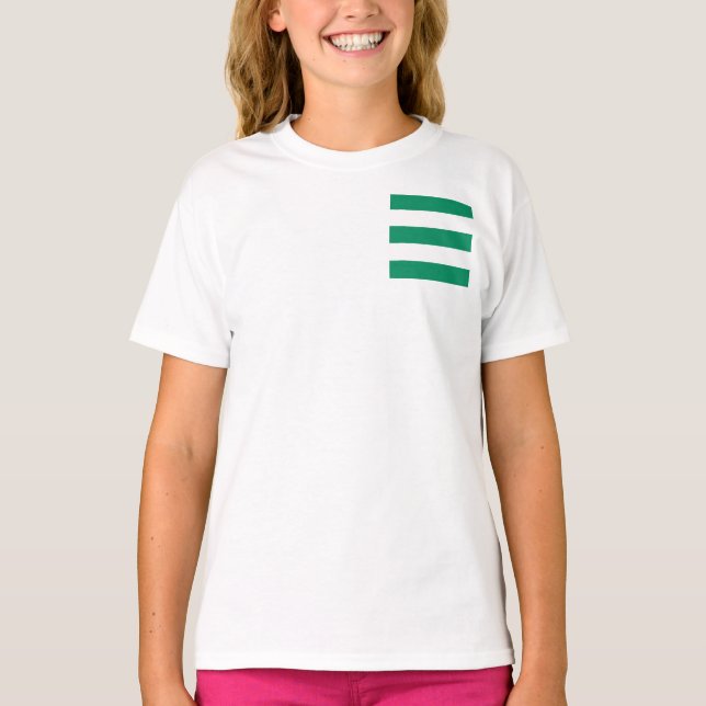 T-shirt Patch large bande verte et blanche sur une (Devant)
