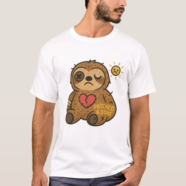 T-shirt Patched Sloth Tee — Sad but Soft (Devant)