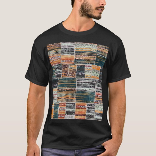 T-shirt Patchwork collage mixage, surface composée motif i (Devant)