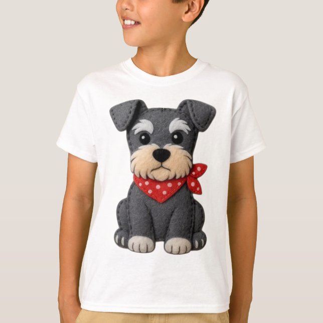 T-shirt Patchwork de chien Schnauzer (Devant)