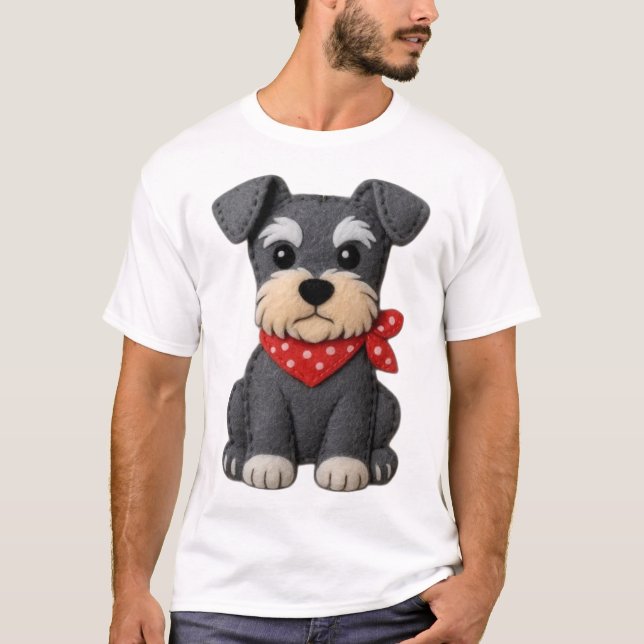 T-shirt Patchwork de chien Schnauzer (Devant)