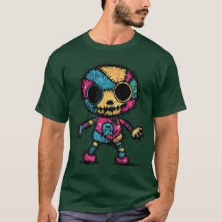 T-shirt Patchwork de crâne coloré Skeleton Art