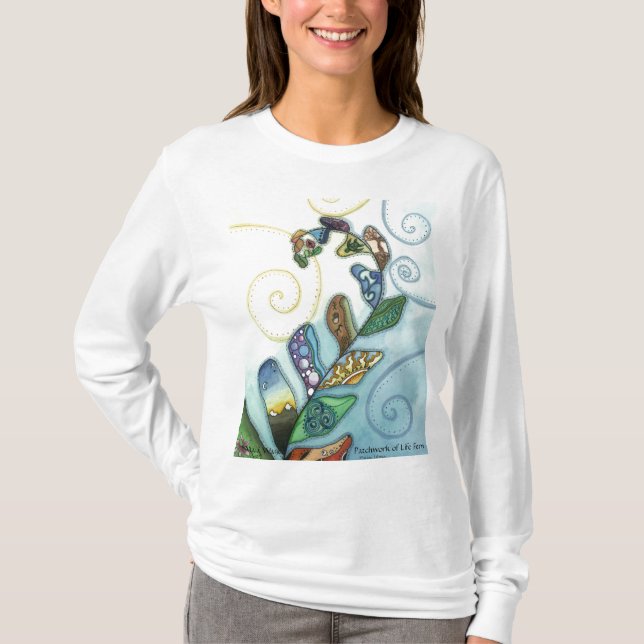 T-shirt Patchwork de fougère de la vie (Devant)