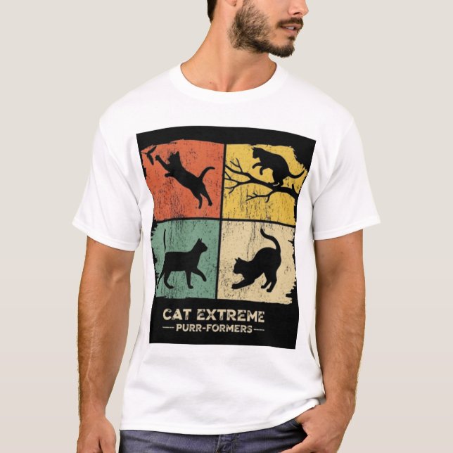 T-shirt Patchwork de quatre chats (Devant)