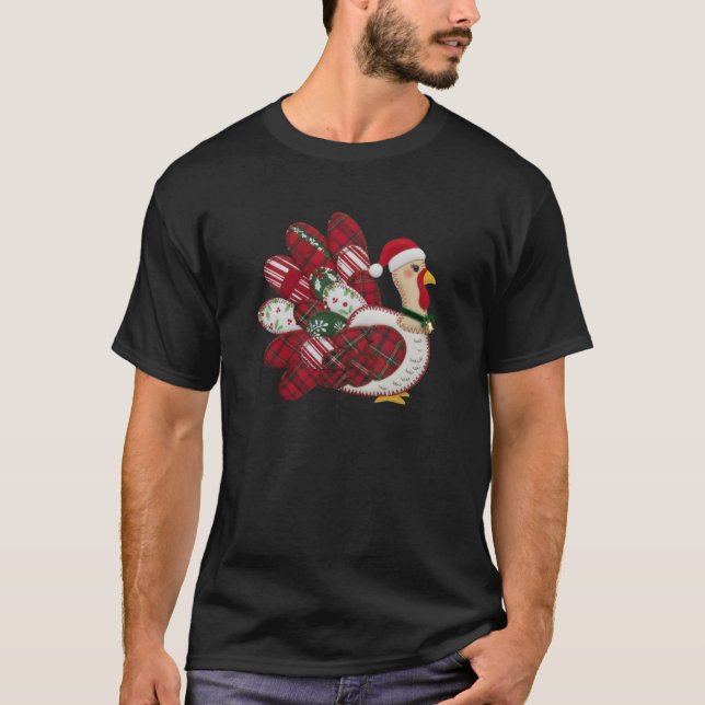 T-Shirt Patchwork Dinde de Noël (Devant)
