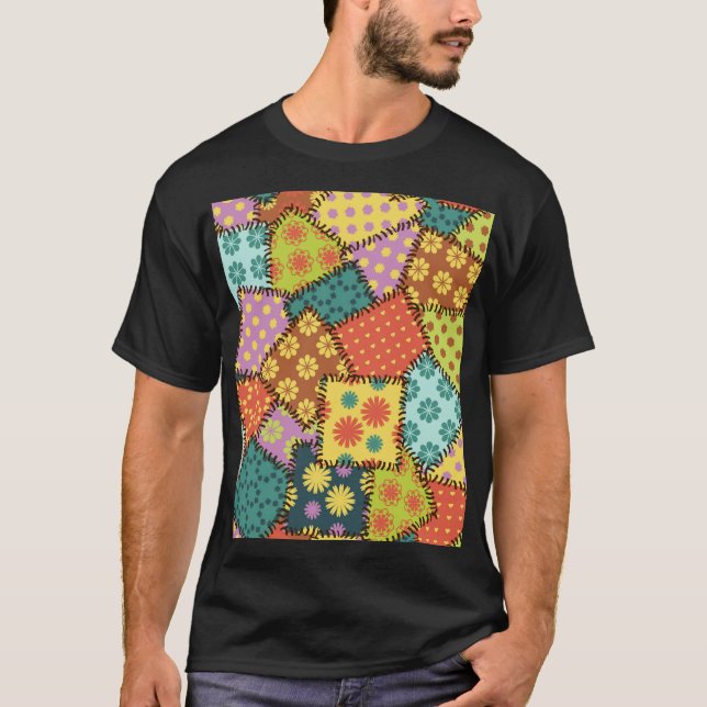 T-shirt Patchwork Eclectique : Mélange Motif Diverse (Devant)