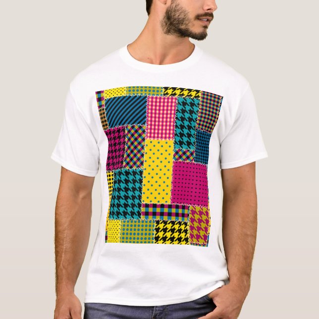 T-shirt Patchwork géométrique : Arrière - plan sans forme  (Devant)