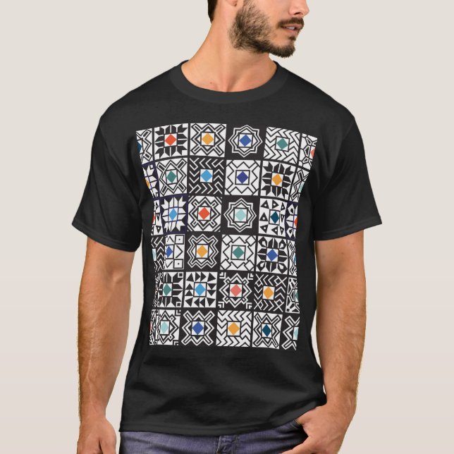 T-shirt Patchwork Maori : Ethnic Carpet Design. (Devant)