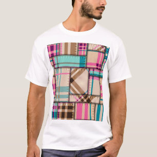 T-shirt Patchwork Plaid, Vintage Arrière - plan sans coutu