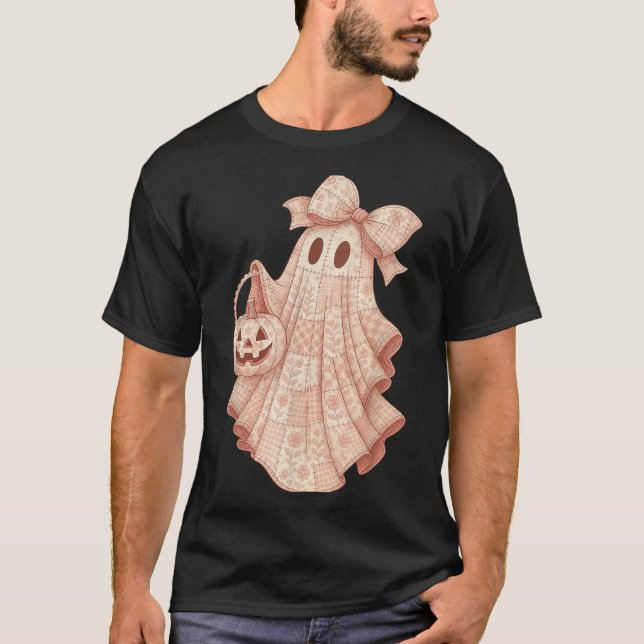 T-shirt Patchwork Quilt Fleur Nk Ghost Coquette Halloween (Devant)