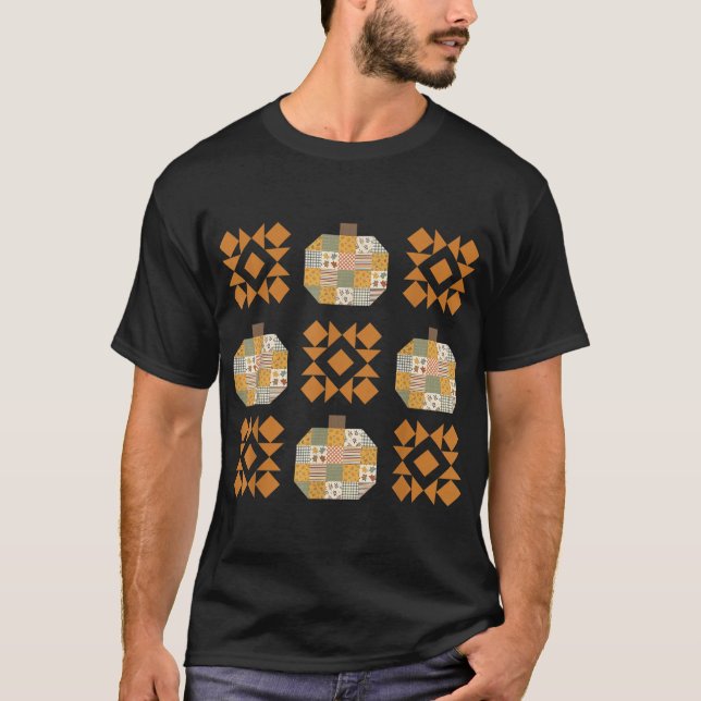 T-shirt Patchwork Quilter Automne Citrouille Quilt Block A (Devant)