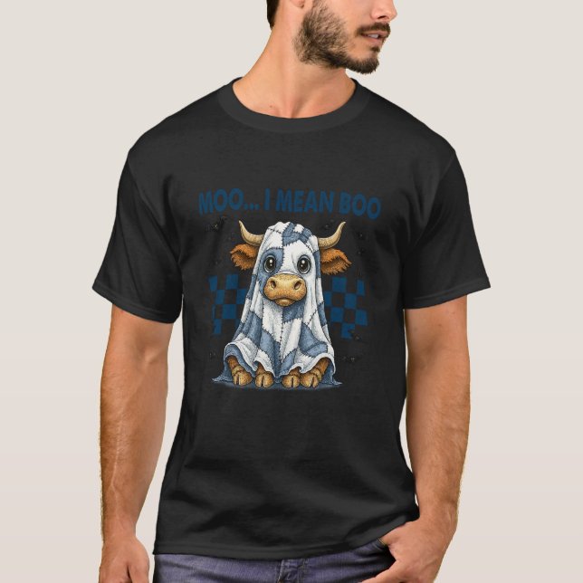 T-shirt Patchwork Rétro Taureau Feuille Meugle Je Veux Dir (Devant)