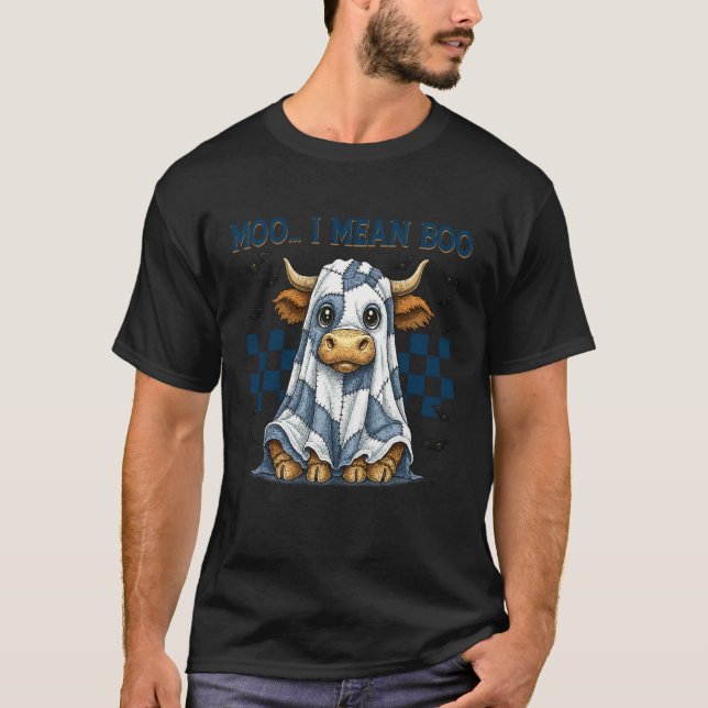 T-shirt Patchwork Rétro Taureau Feuille Meuh Je Veux Dire  (Devant)
