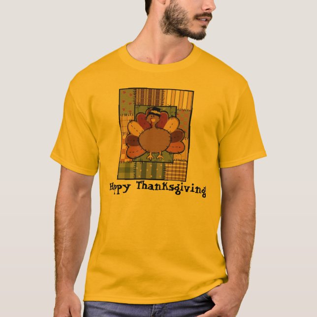 T-shirt Patchwork Turquie de thanksgiving (Devant)