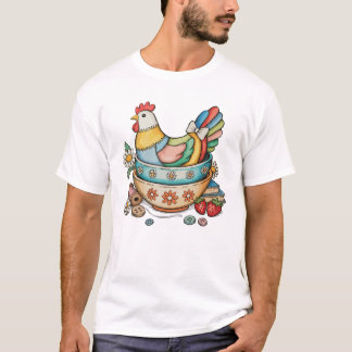 T-shirt Patchwork Vintage Hen Quilted Chicken Thrifty