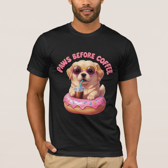 T-shirt Pâtes Avant Café Cute Puppy Donut Art (Devant)