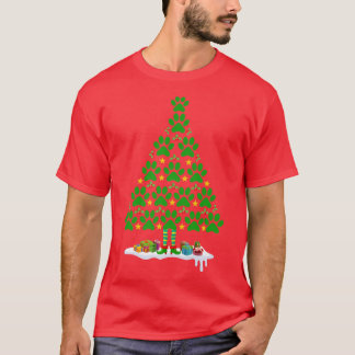 T-shirt Pâtes de chien mignonnes Imprimer l'arbre de Noël 