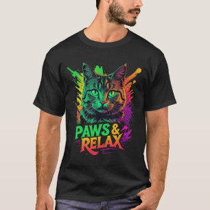 T-shirt Pâtes et chat de détente