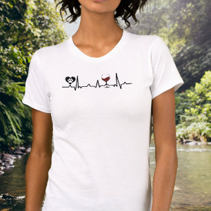 T-shirt Pâtes noires simplistes et battement de coeur du v