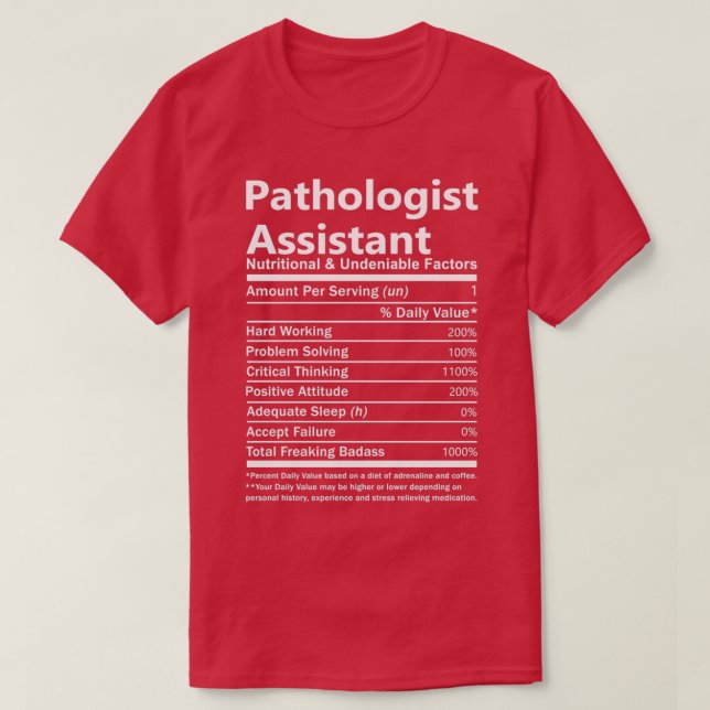 T-shirt Pathologiste adjoint Nutritionnel et indéniable F (Design devant)