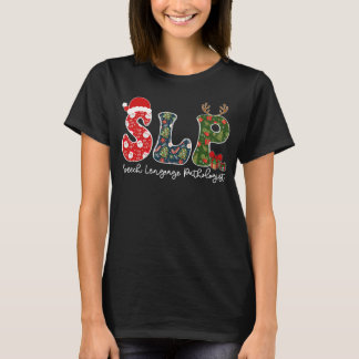 T-shirt Pathologiste du langage vocal Noël SLP Xmas