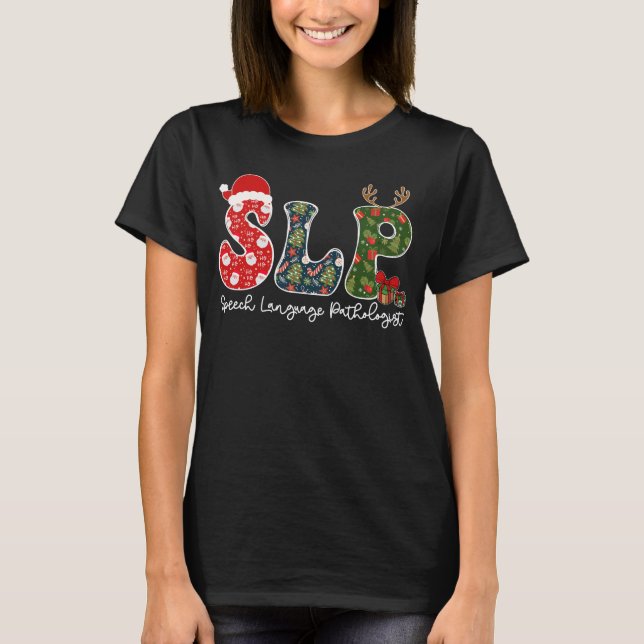 T-shirt Pathologiste du langage vocal Noël SLP Xmas (Devant)