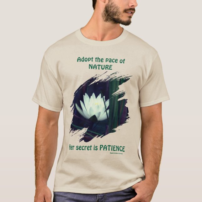 T-shirt Patience Emerson Inspirational Quote Lotus  (Devant)